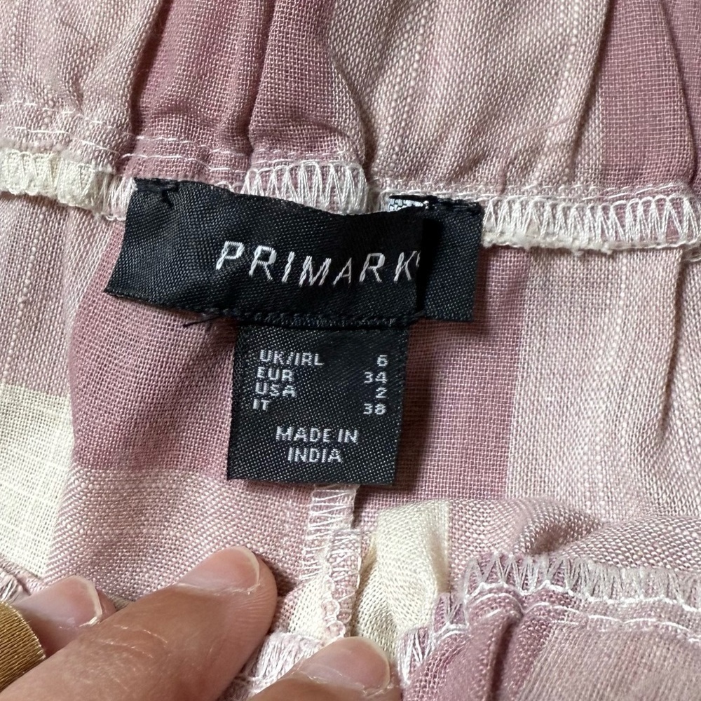 Primark Checkered Paperbag tie shorts pink and white check size 2 excellent con - Picture 3 of 3
